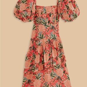 NWT Farm Rio Pineapple Bloom Red Cut Out Midi Dress